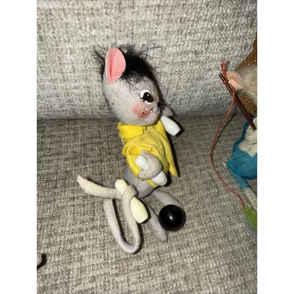 Lot Of 3 Vintage Annalee Mobilitee collectible mouse dolls 1971 Bowling, Fishing